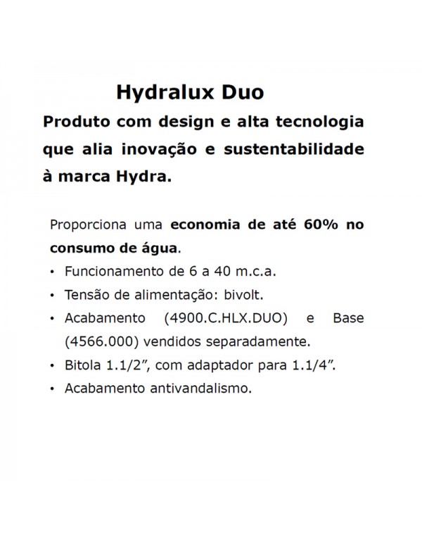 Acabamento p/ base de Valvula Descarga Hydralux Duo 4900.C.HLX.DUODeca