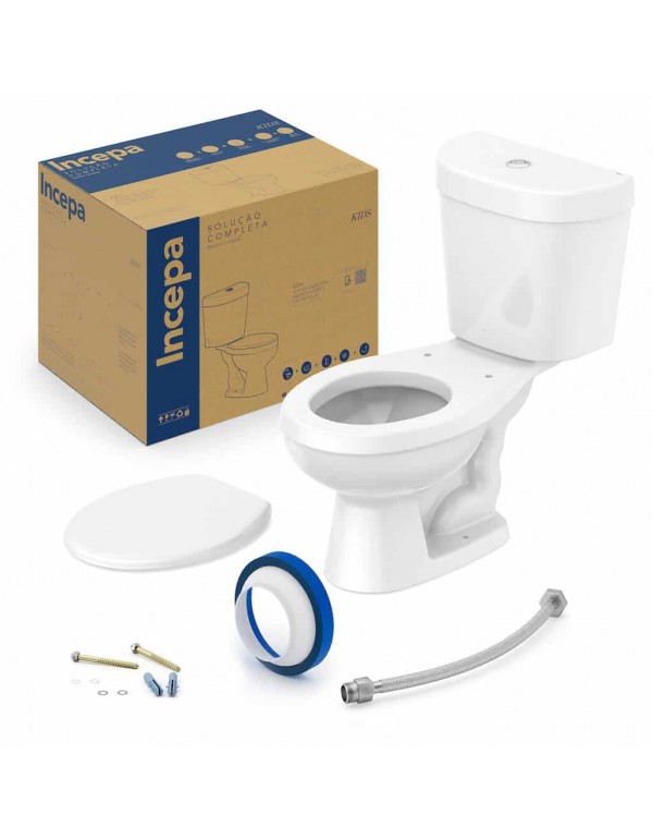 Kit De Bacia Com Caixa Acoplada Assento PP e Itens...
