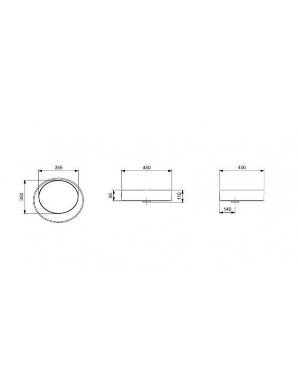 Cuba De Apoio Oval Sem Mesa 450X400 mm Celite Design D5 Matte Black 1380850087300
