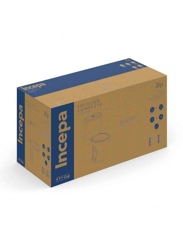 Kit De Bacia Com Caixa Acoplada 3/6L Assento PP e Itens De Instalação Incepa By Roca Zip  Branco 1467230010100