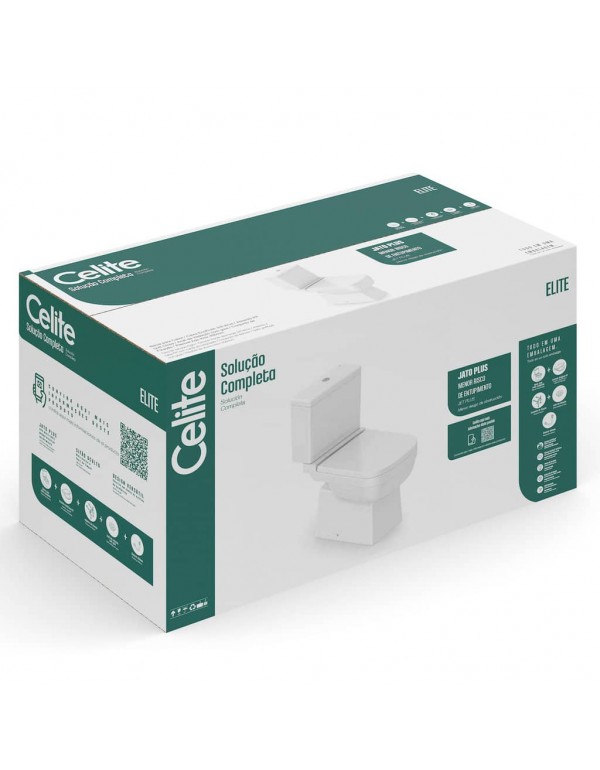 Kit De Bacia Com Caixa Acoplada Assento PP E Itens De Instalação Celite Elite Branco 1747230010300