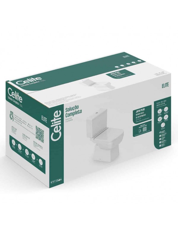 Kit De Bacia Com Caixa Acoplada Assento Termofixo e Itens De Instalação Celite Elite Stone 1747230070300