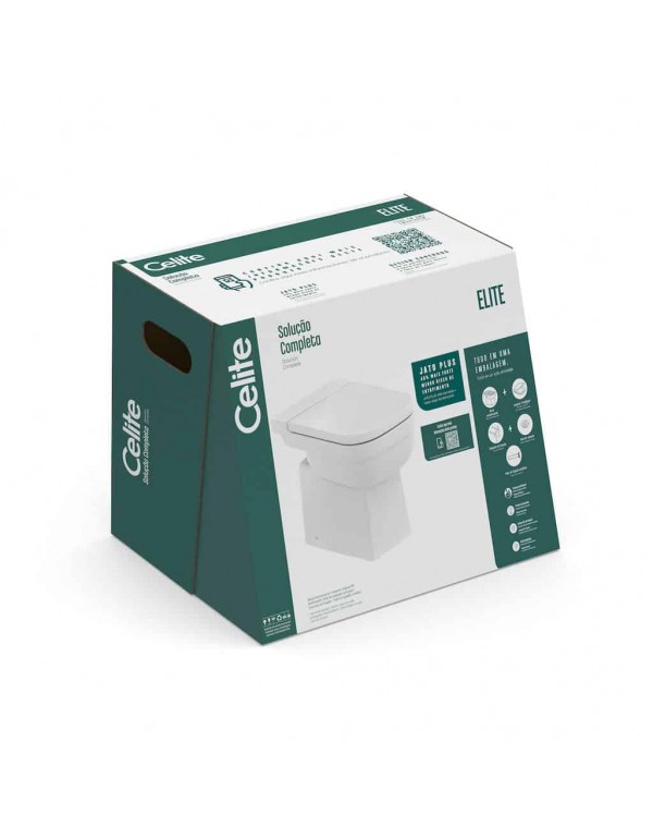 Kit De Bacia Convencional Assento Termofixo e Itens De Instalação Celite Elite Matte Balck 1747270080300