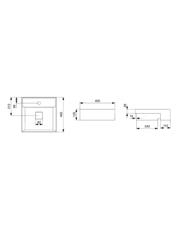 Cuba De Semi Encaixe 400X400 mm Com Mesa Roca T10 Terra Matte Black A32722P080