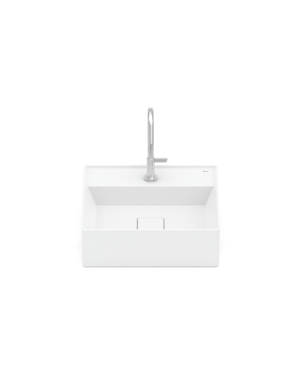Cuba De Semi Encaixe 400X400 mm Com Mesa Roca T10 Terra Branco Mate A32722P620