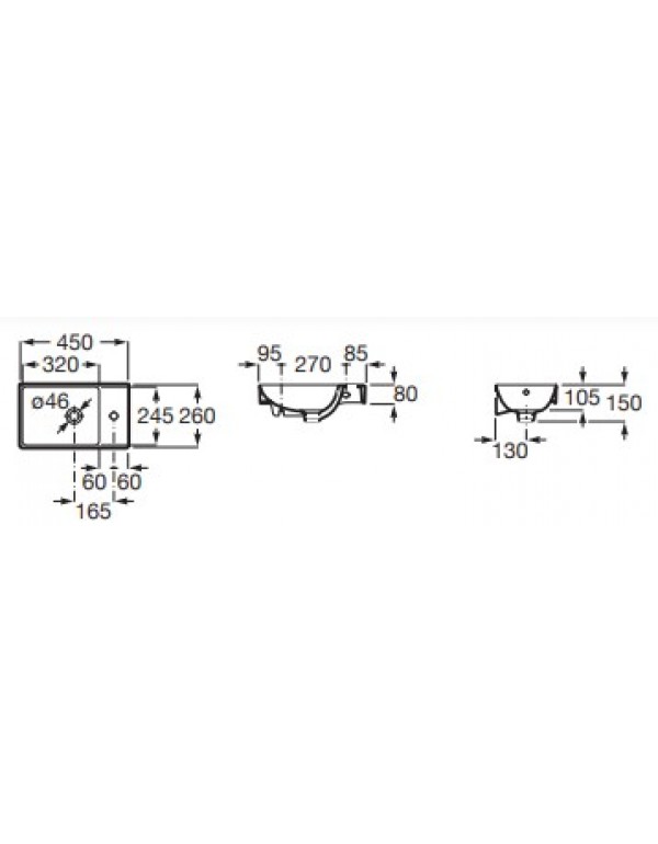 Lavatório Suspenso 450X260 mm Roca Ona Branco A327681000