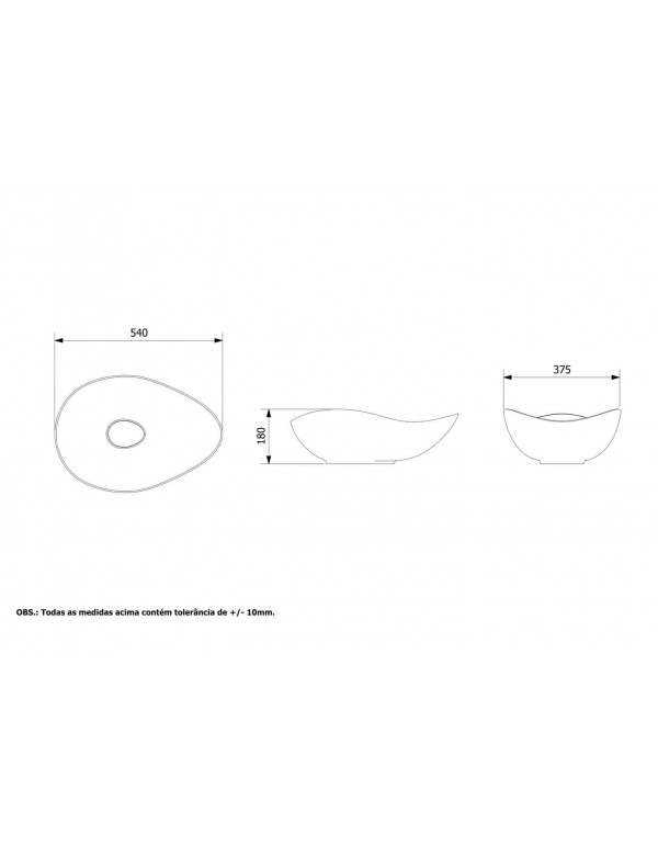 Cuba De Apoio Oval 540X375 mm Roca Ruy Ohtake Matte Black A327A13088