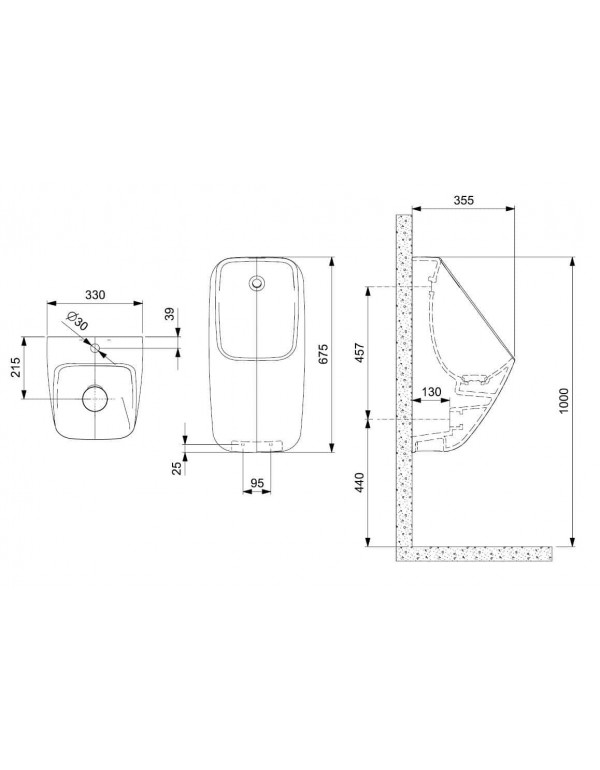 Mictório Rimless Com Entrada Traseira Roca Proton Square Branco A3590JF00B