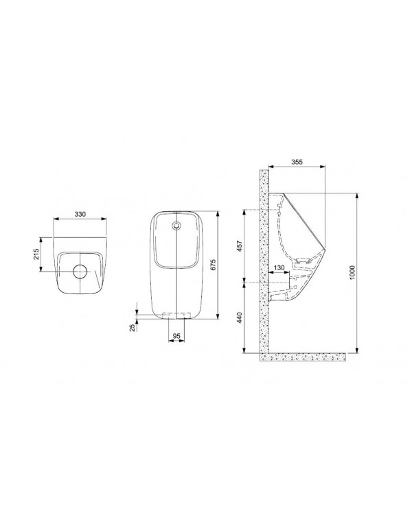 Mictório Rimless Com Entrada Superior Roca Proton Square Stone A3590JG07B