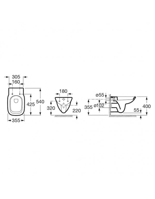 Bacia Suspensa 540X355 Roca Debba Classic Branco B346997000