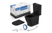 Kit Bacia Com Caixa Acoplado Assento Termofixo Com Queda Amortecida e Itens De Instalação Roca Gap Matte Black C323723008