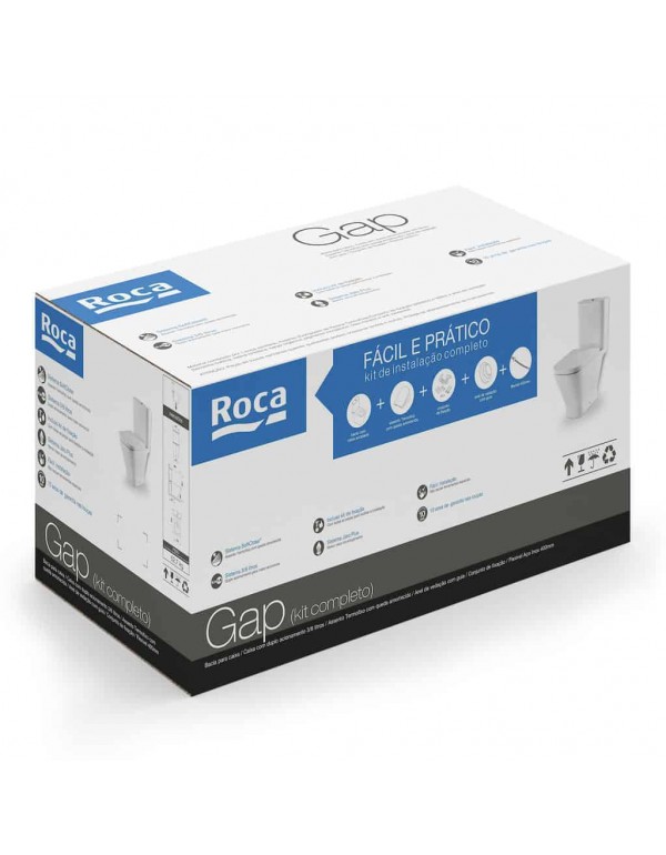 Kit Bacia Com Caixa Acoplado Assento Termofixo Com Queda Amortecida e Itens De Instalação Roca Gap Matte Black C323723008