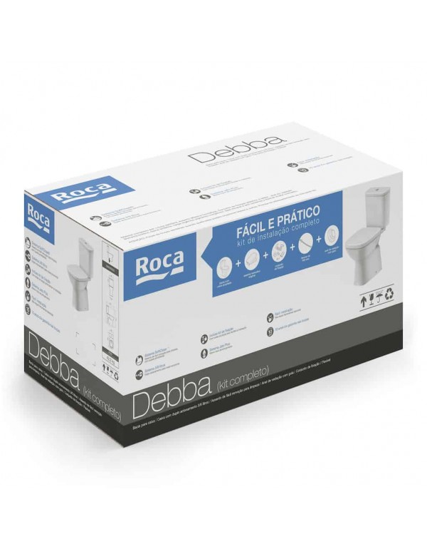 Kit Bacia Com Caixa Acoplada Assento PP com Queda Amortecida Itens De Instalação Roca Debba Classic Branco C329723001