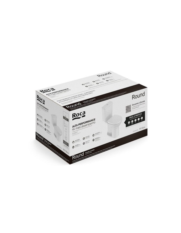 Kit Bacia Com Caixa Acoplada Assento PP com Queda Amortecida Itens De Instalação Roca Debba Round Branco C329723002