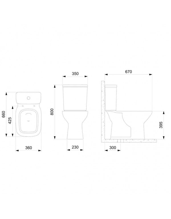 Kit Bacia Com Caixa Acoplada Assento PP com Queda Amortecida e Itens De Instalação Roca Debba Square Branco C329723003