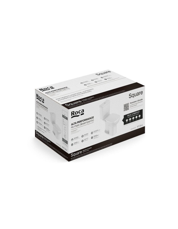 Kit Bacia Com Caixa Acoplada Assento PP com Queda Amortecida e Itens De Instalação Roca Debba Square Branco C329723003