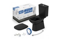 Kit Bacia Com Caixa Acoplada Assento Termofixo Com Queda Amortecida E Itens De Instalação Roca Debba Classic Matte Black C329723012