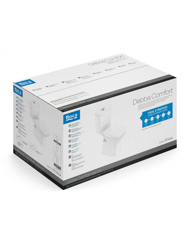 Kit Bacia Com Caixa Acoplada Botão Elevado Assento PP com Queda Amortecida Itens De Instalação Roca Debba Comfort Branco C329723023