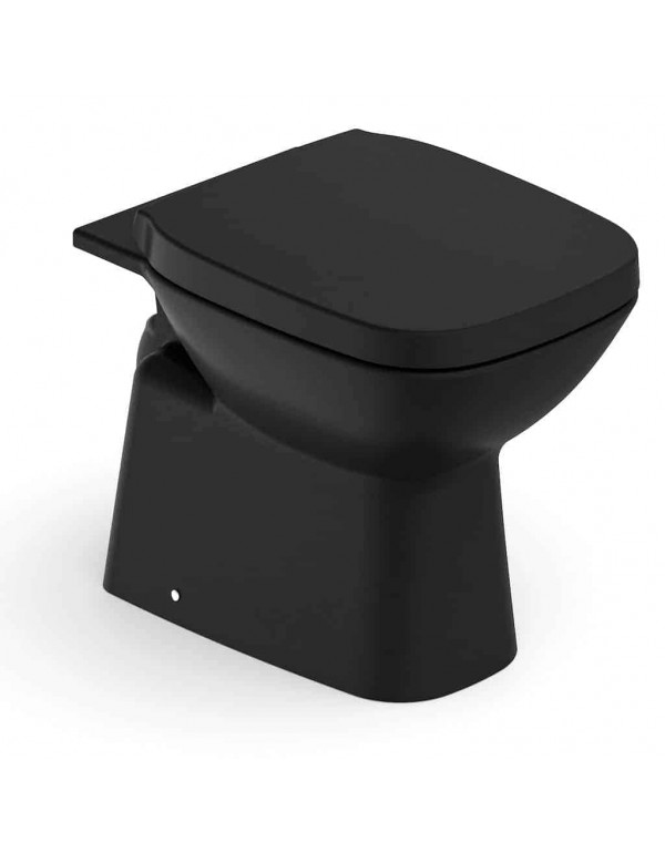 Kit Bacia Convencional Assento Termofixo Com Queda Amortecida e itens de Instalação Roca Debba Classic Matte Black C329727009