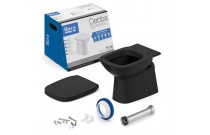 Kit Bacia Convencional Assento Termofixo Com Queda Amortecida e itens de Instalação Roca Debba Classic Matte Black C329727009