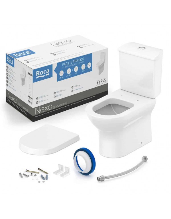 Kit Bacia Com Caixa Acoplada e Assento PP Queda Am...