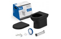Kit Bacia Convencional Assento Termofixo Com Queda Amortecida e Itens de Instalação Roca Nexo Matte Black C343727009