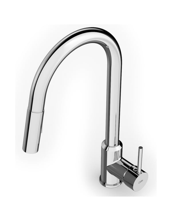 Misturador Monocomando para Cozinha de Mesa com Bica Alta Extraivel Formato U e Ducha 2 Funcoes Linha Celite Pratica em Metal Cromado B5000F5CR0