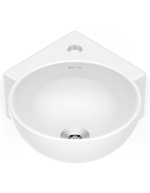 Lavatorio Suspenso de Canto para Banheiro e Lavabo M Medidas 30x39x12 cm em Louca Sanitaria Branca com Furo Central Sem Ladrao Roca 1040130011100