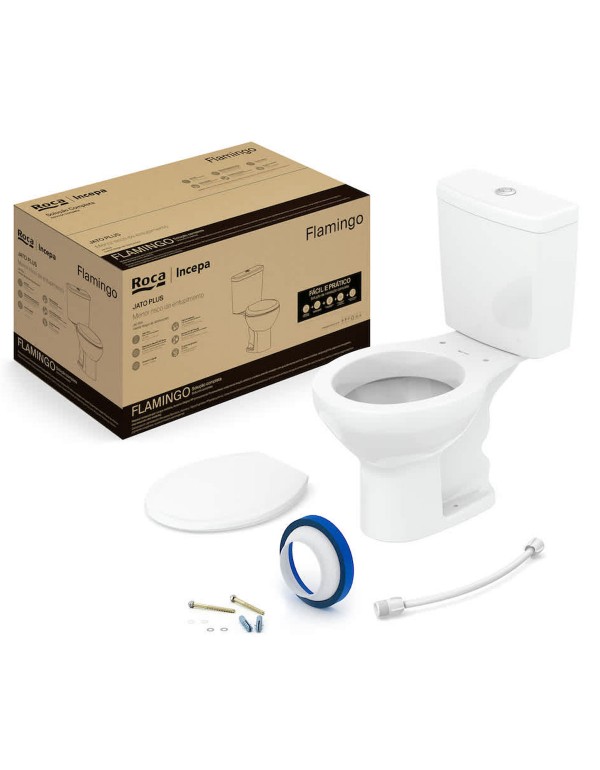 Kit De Bacia Com Caixa Acoplada Assento PP Queda amorte..