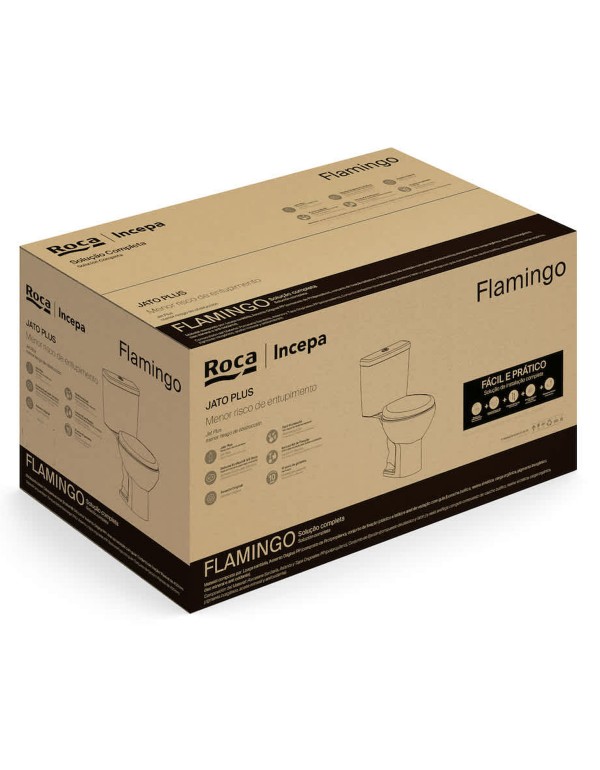 Kit De Bacia Com Caixa Acoplada Assento PP Queda amortecida Roca Flamingo Branco 1117230011100