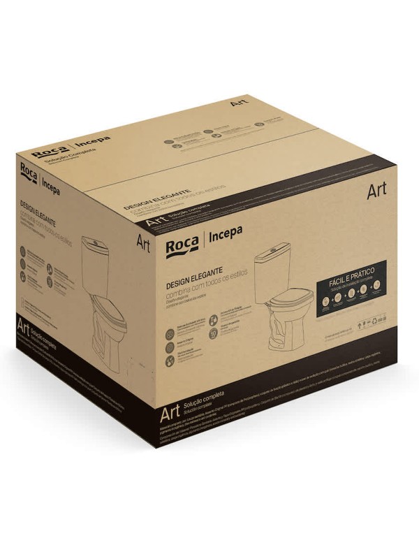 Kit Completo Bacia Com Caixa Acoplada Assento PP Queda Amortecida Incepa By Roca Art Branco 1507230010100