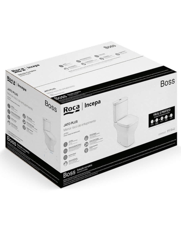 Kit De Bacia Com Caixa Acoplada Com Assento Termofixo E Itens De Instalação Incepa By Roca Boss Matte Black 1897230081108