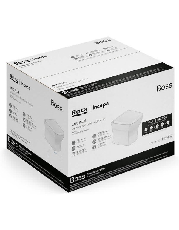Kit De Bacia Convencional Com Assento Termofixo E Itens De Instalação Incepa By Roca Boss Matte Black 1897270080108