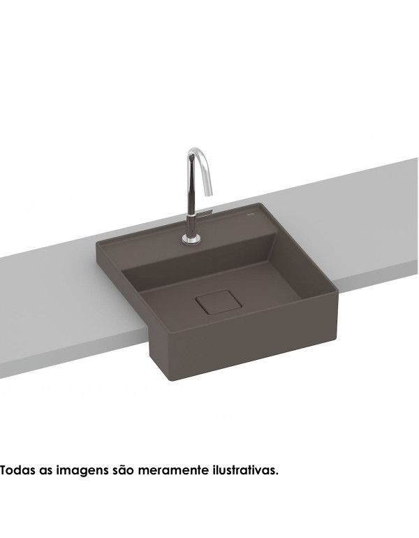 Cuba De Semi Encaixe 400X400 Com Mesa Roca T10 Terra Cafe A32722P660