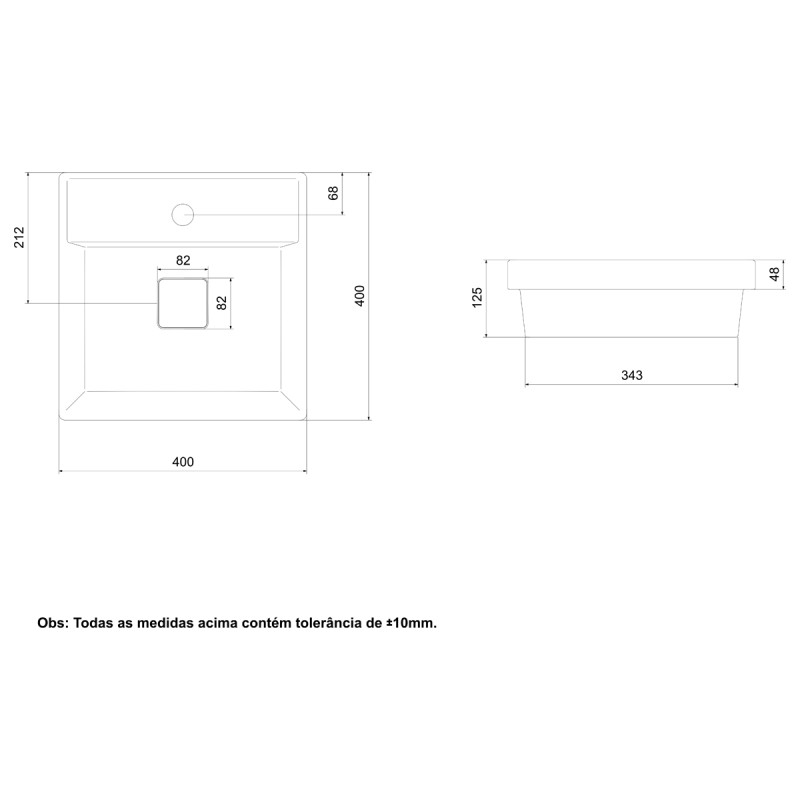 Cuba de Sobrepor Roca Terra T11 40x40 Cafe A32722U660