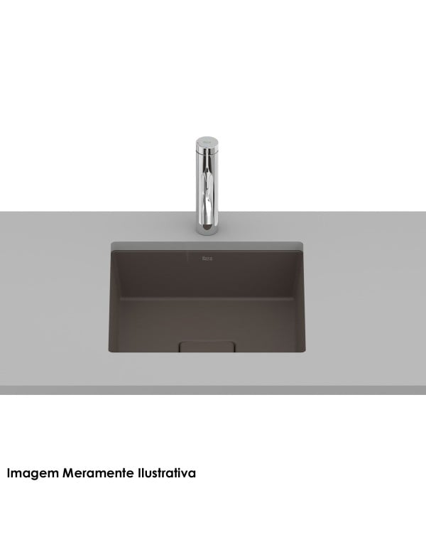 Cuba para Banheiro de Embutir Quadrada em Fineceramic Acabamento Cafe Marrom Fosco Linha Terra T13 Roca A32722W660