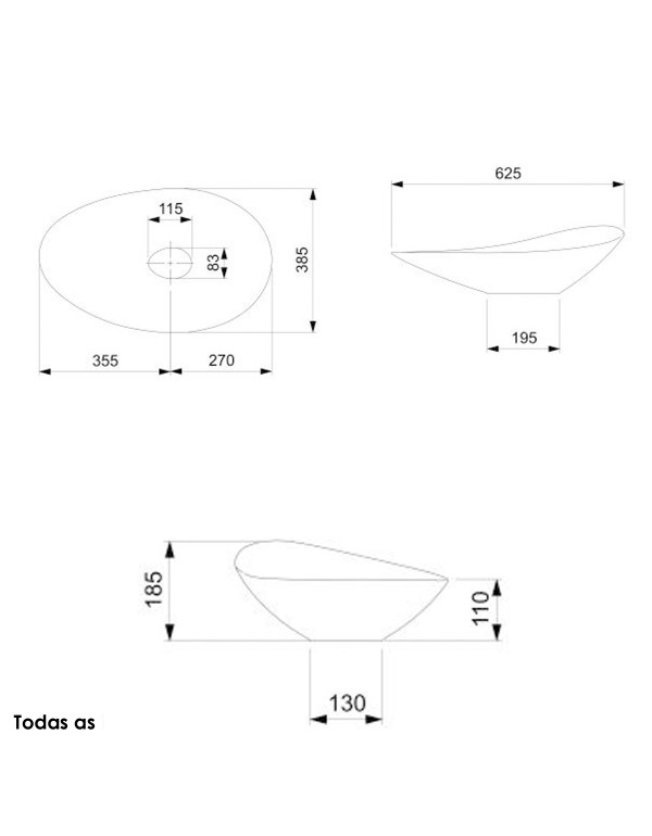 Cuba de Apoio para Banheiro Oval Roca Ohtake Fineceramic Matte Black 62,5x38,5 cm A327A1P080