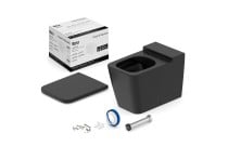 Kit completo de bacia convencional, assento termofixo e itens de instalação Roca Inspira Square Matte Black C378727007