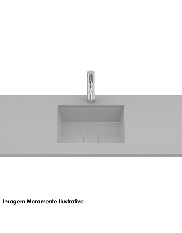 Cuba de Embutir Quadrada com Paredes Ultrafinas em Tecnologia Fineceramic Linha Terra Medidas 41x41cm Cor Cinza Escuro Stone Roca A32722V070