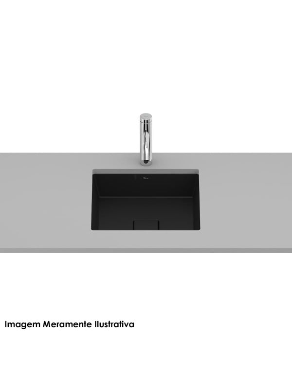 Cuba de Embutir Quadrada com Paredes Ultrafinas em Tecnologia Fineceramic Linha Terra Medidas 41x41cm Cor Preto Fosco Matte Black Roca A32722V080