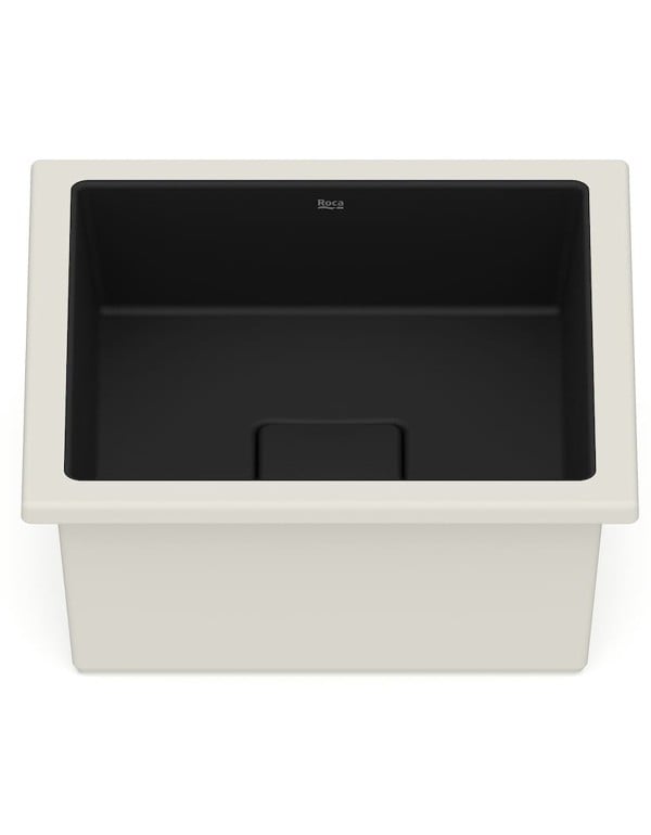 Cuba de Embutir Quadrada em Tecnologia Fineceramic Linha Terra Medidas 33x33cm Cor Preto Fosco Matte Black Roca A32722W080