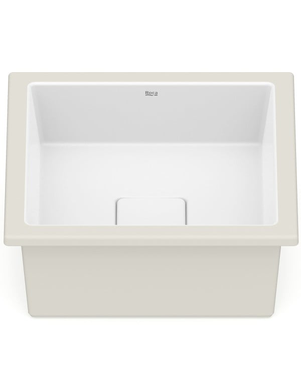 Cuba de Embutir Quadrada em Tecnologia Fineceramic Linha Terra Medidas 33x33cm Cor Branco Mate Fosco Roca A32722W620