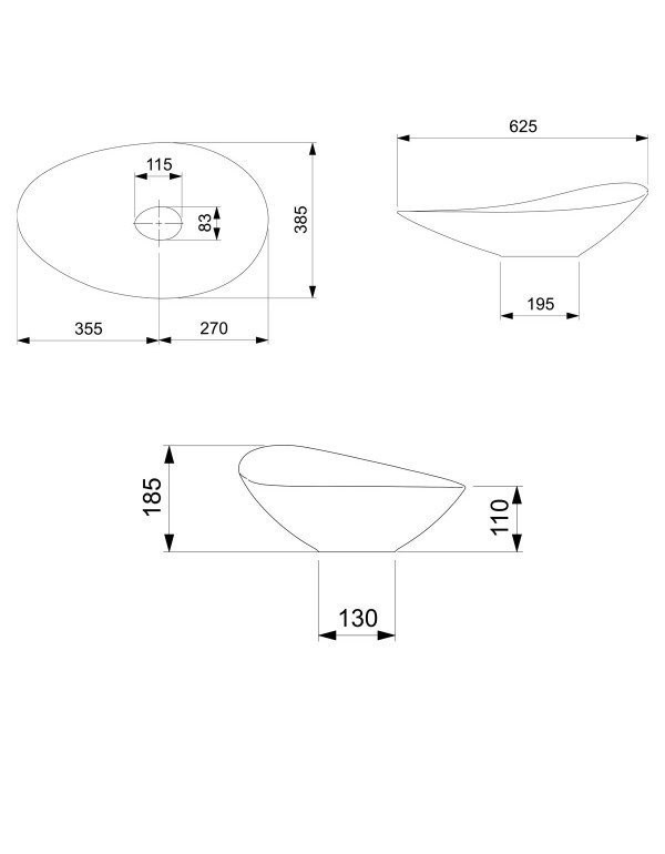 Cuba de Apoio Oval Roca Ohtake Fineceramic Terracota 62,5x38,5 cm A327A1PTC0