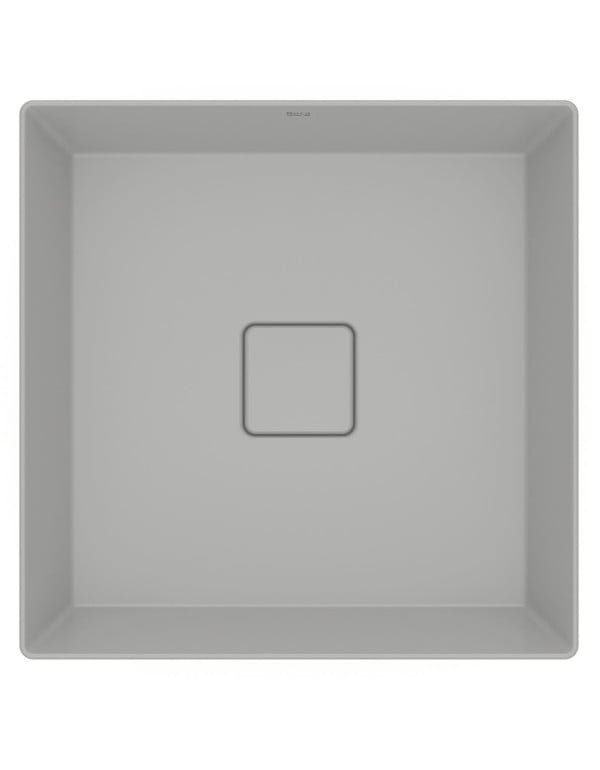 Cuba para Banheiro de Sobrepor Quadrada em Fineceramic Acabamento Stone Cinza Fosco Linha Terra T16 Roca A327B3C070