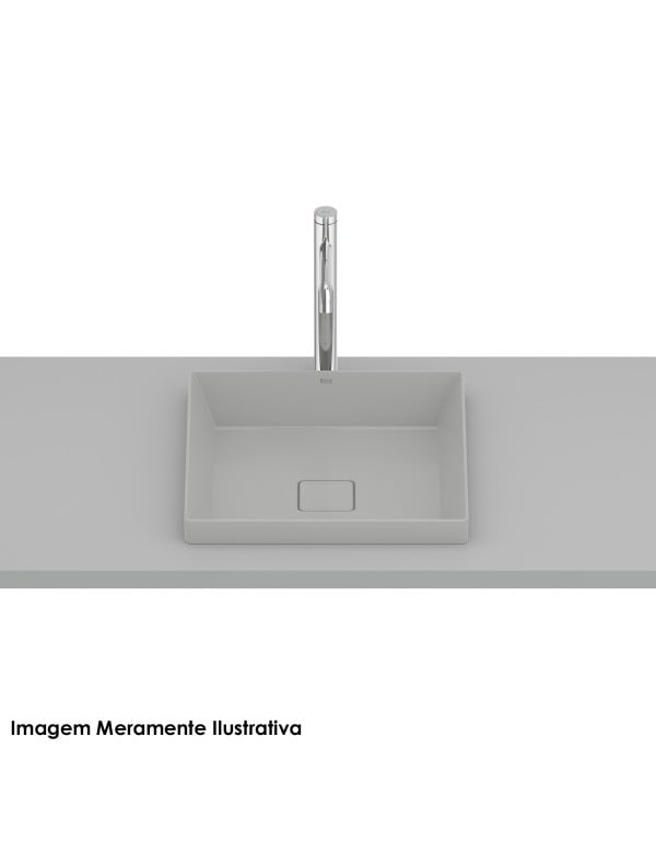 Cuba para Banheiro de Sobrepor Quadrada em Fineceramic Acabamento Stone Cinza Fosco Linha Terra T16 Roca A327B3C070