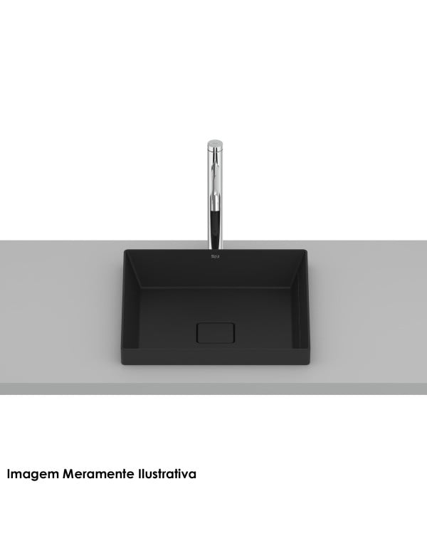 Cuba para Banheiro de Sobrepor Quadrada em Fineceramic Acabamento Matte Black Preto Fosco Linha Terra T16 Roca A327B3C080