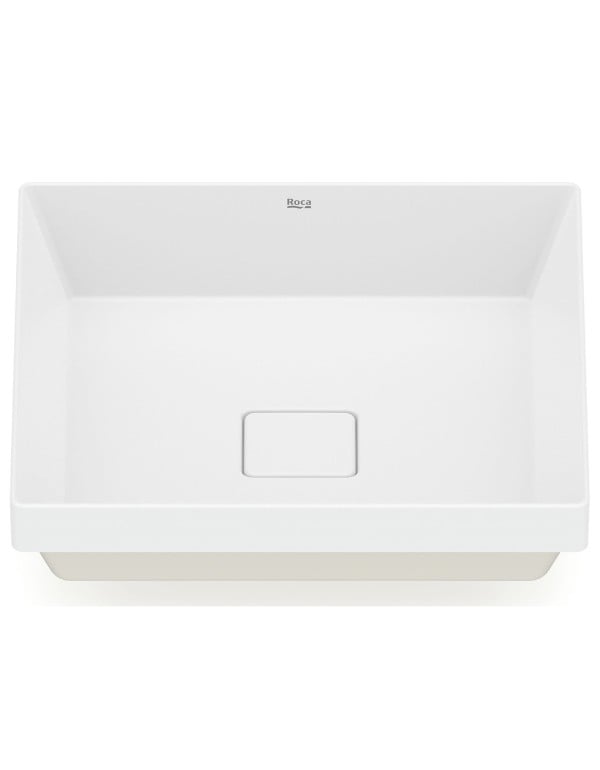 Cuba para Banheiro de Sobrepor Quadrada em Fineceramic Acabamento Blanco Matte Branco Fosco Linha Terra T16 Roca A327B3C620