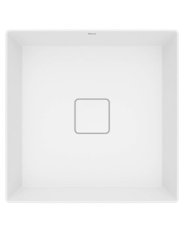 Cuba para Banheiro de Sobrepor Quadrada em Fineceramic Acabamento Blanco Matte Branco Fosco Linha Terra T16 Roca A327B3C620