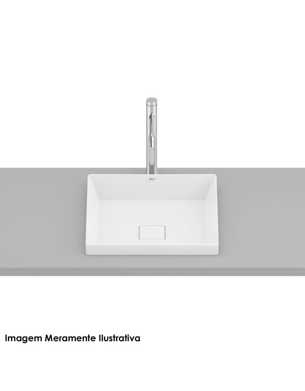 Cuba para Banheiro de Sobrepor Quadrada em Fineceramic Acabamento Blanco Matte Branco Fosco Linha Terra T16 Roca A327B3C620
