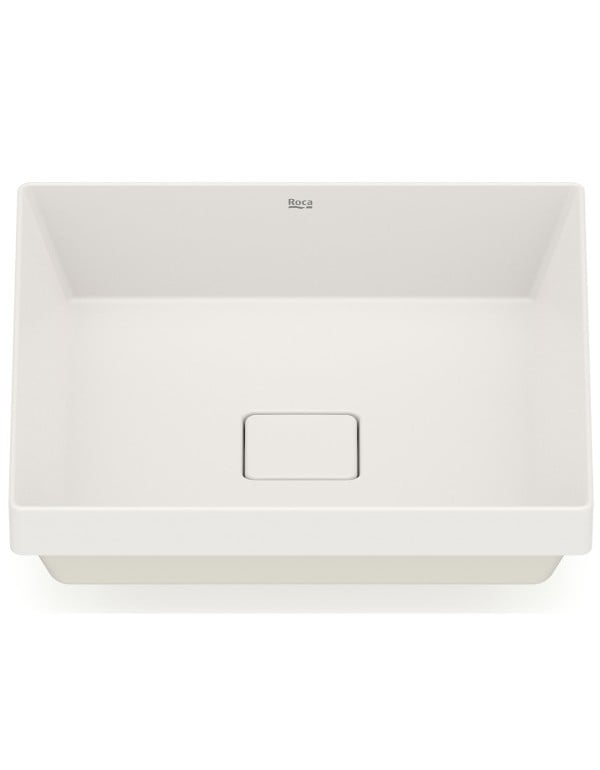 Cuba para Banheiro de Sobrepor Quadrada em Fineceramic Acabamento Beige Bege Fosco Linha Terra T16 Roca A327B3C650
